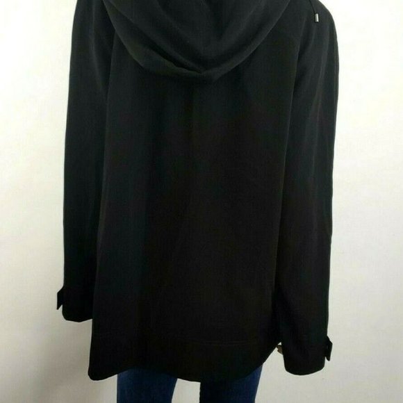 Women's Nordstrom Gallery Lined Windbreaker Jacket Removable Hood Black Large - Picture 4 of 6